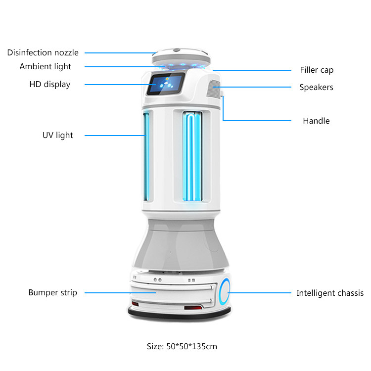 Robot guidé de nettoyage léger UV-C de désinfection d'hôpital du véhicule automatisé par jet 15L